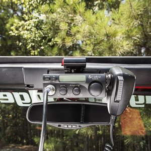 Jeep Wrangler CB Radio Mount Bracket - Windshield Above Rearview Mirror - Rugged Ridge - Black - `03-`06